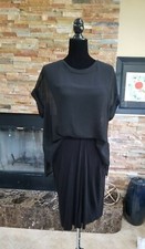 Womens Zara Woman Black Short Dress Short Sleeve US M Knee Length NWT