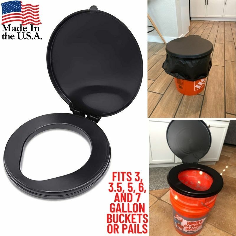 5 Gallon Bucket Toilet Seat w/ Lid Travel Outdoor Camping Hiking Snap On  Black