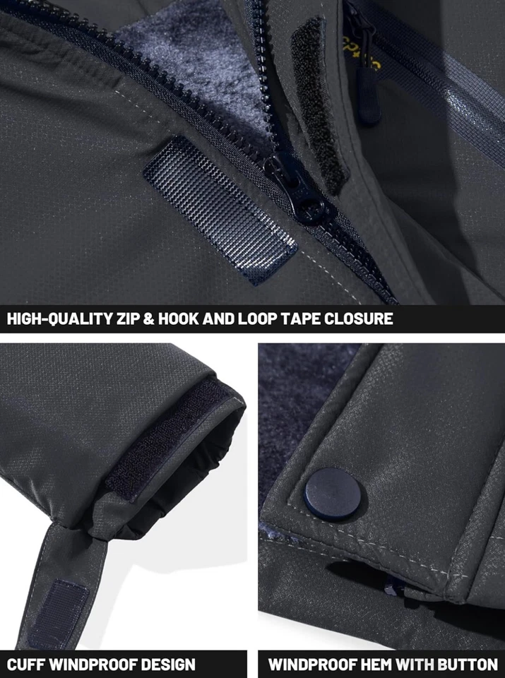 Men's Waterproof Ski Jacket Winter Warm Jackets Snow Thermal Fleece Work Coat US - Image 4 of 4