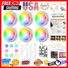 Compact Rechargeable Puck Lights - 6 Pack with Remote for Modern Home Lighting