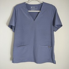 FIGS Technical Collection Women's Casma Scrub Top-Short Sleeve-Gray Blue-Med