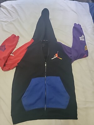 Nike Air Jordan Rivals Y2K Jumpman Full Zip Hoodie Sz LargeColor Block Red Blue