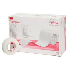 3M Transpore Medical Tape, Water Resistant, 1/2 Inch X 10 Yard, Box of 24