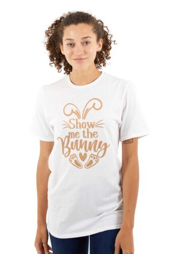 Funny Spring Easter Show Me The Bunny Joke Womens Graphic Crewneck T Shirt Tee - Picture 3 of 7