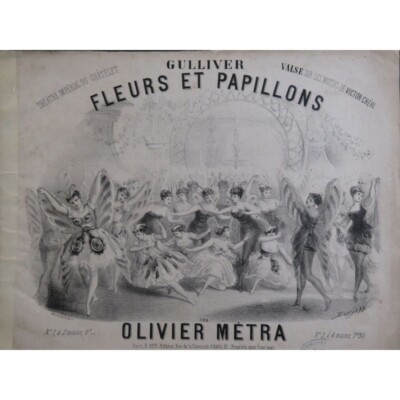MÉTRA Olivier Gulliver Blumen und Schmetterlinge Walzer Klavier ca1868