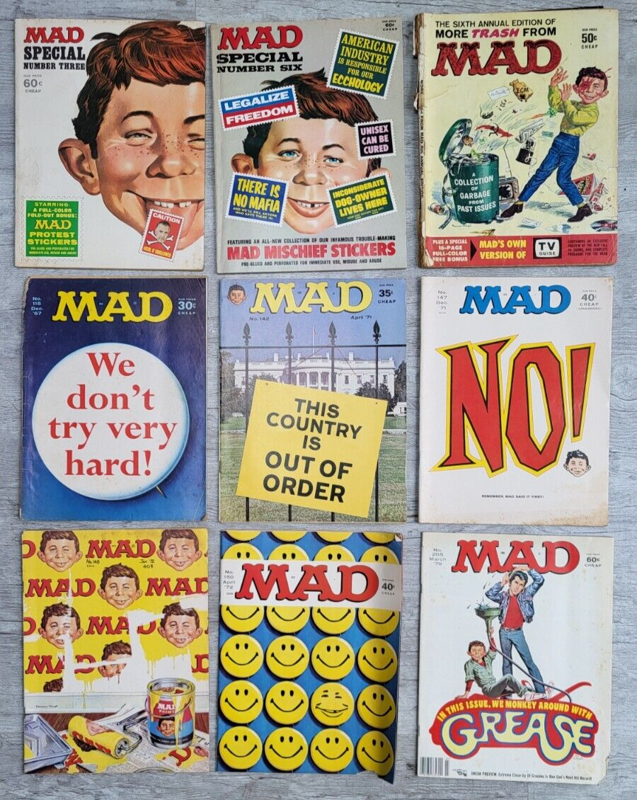 Lot Of 9 MAD Magazines 1960s - 1970s Specials Issues Comics
