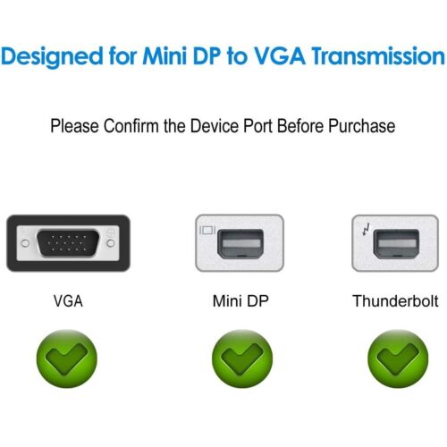 Mini DisplayPort to VGA Cable Adapter Converter for Computer Laptop PC Tablet - Picture 7 of 9