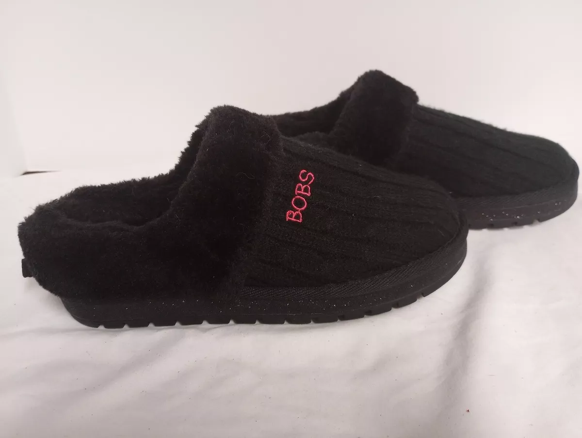 Skechers Bobs Slippers Womens 6 Black Memory Foam Comfort House