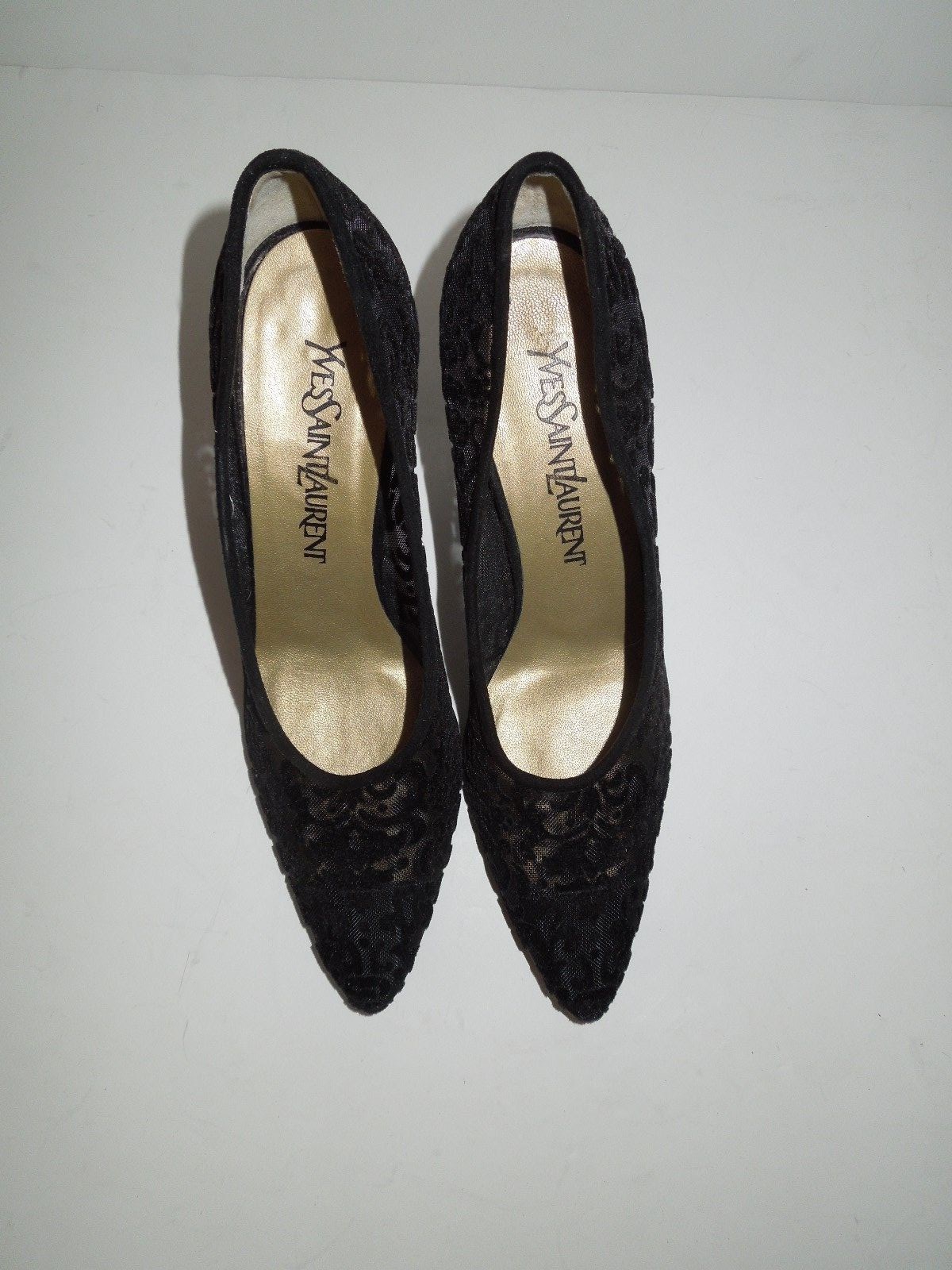 Scarpe décolleté vintage Yves Saint Laurent Clara nere in velluto burnout usate in ottime condizioni Italia 7 5N