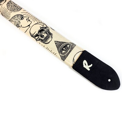All Seeing Eye Guitar Strap -  Skull Guitar Strap - Brain Guitar Strap -