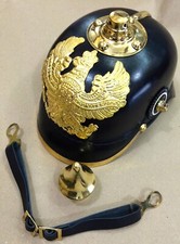 PRUSSIAN MILITARY SPIKE HELMET GERMAN FR BADGE PICKELHAUBE LEATHER BRASS HELMET