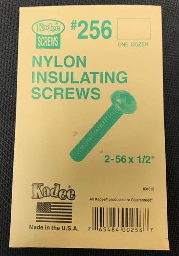 Kadee Screws: #256 Insulating Nylon 2-56 x 1/2" machine screws (Phillips)(1 doz)