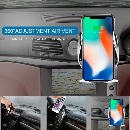 Soporte Sostenedor De Telefono 2 en 1 Para Autos Coche Con Cargador Inalambrico - Photo 14 sur 16