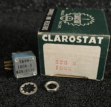1pc Clarostat 388N-100K-S  100K OHM  0.5 WATT Linear Taper Potentiometer **NOS