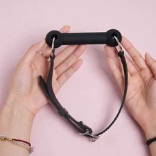 Wearing Open Mouth Gag Dog Bone Bondage Harness Cosplay Oral Restraint Game BDSM