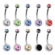 10 Pieces Double Gem Belly Button Ring 14G Piercing Jewelry Navel Belly Ring