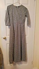 Silver Gray Sparkly Gown with 3/4 Length Sleeves - Size 2