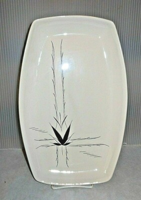 Mid Century Vintage Crestwood Fine China Platinum Leaves Large Platter 14''