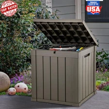 Outdoor Storage Deck Box Lockable Lid Patio Cushion Pool Accessories 51 Gallon