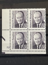 52-Cent Hubert H. Humphrey Great Americans Sc# 2189a MNH Plate Block of 4