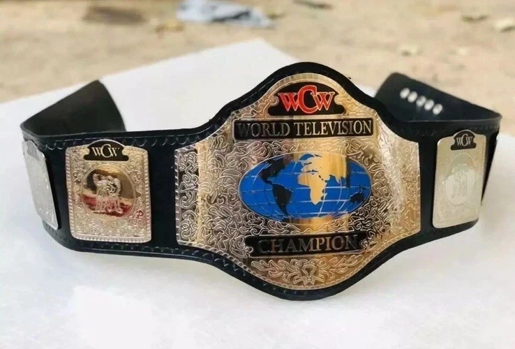 CINTURÓN RÉPLICA TÍTULO CAMPEONATO MUNDIAL DE TELEVISIÓN WCW 2MM LATÓN Foto 2 de 4