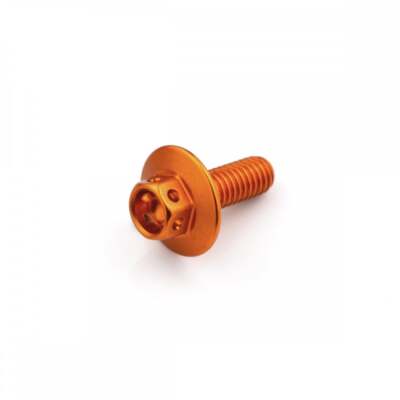 Aluminium Race Großkopfschrauben M5 x 0,8 mm x 16 mm (12 mm Flanschdurchmesser) orange