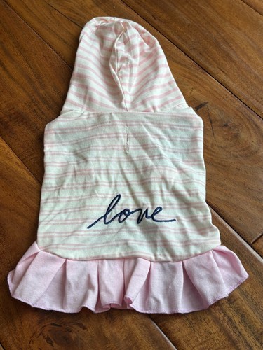NWOT ED Ellen Degeneres Pink Cream Striped Love Puppy Dog Dress Size Small - Picture 2 of 6