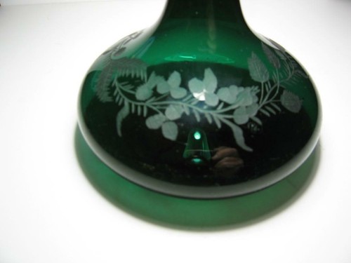 Antique Bristol Green Mell Decanter Scottish England Engraved Circa 1840-50 - Picture 4 of 7