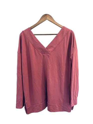 Cupio Medium Double V Neck Supersoft Sweatshirt Pink Mauve Oversized - Picture 2 of 8