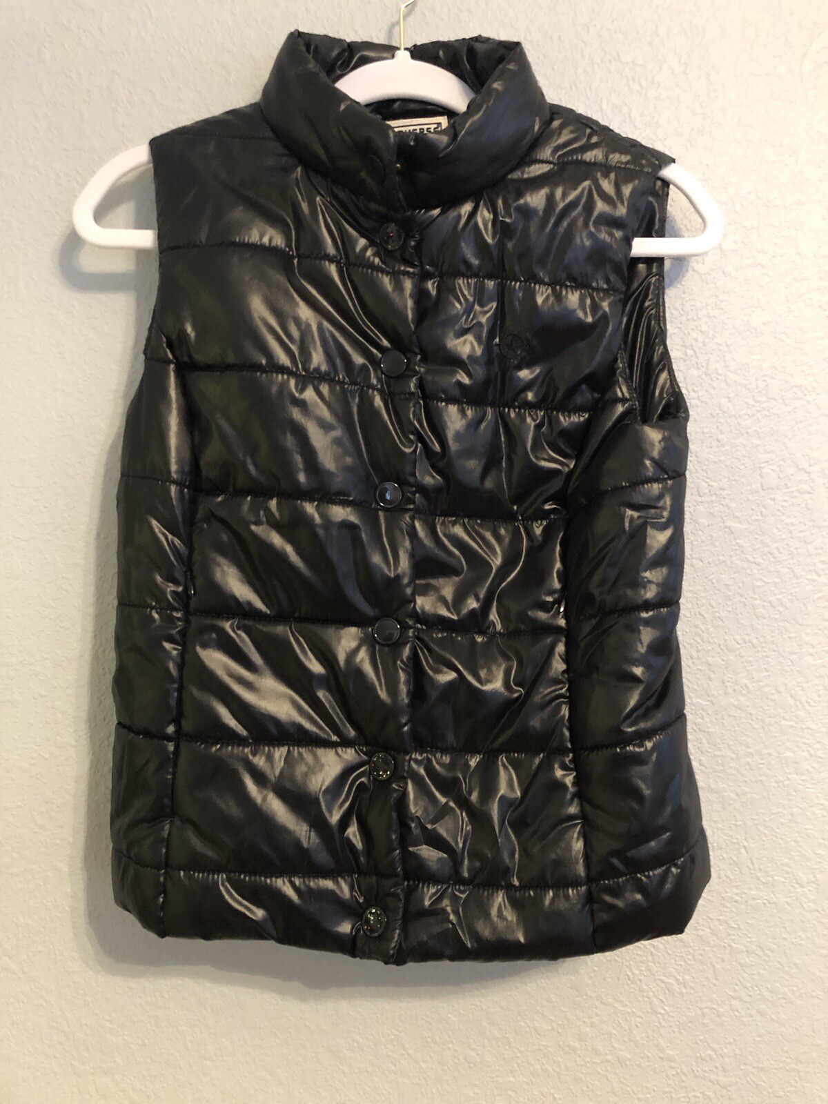 Converse One Star Women Size Small Sleeveless Snap Button Front Puffer Vest