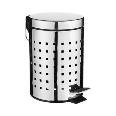 Badmülleimer Kosmetikeimer Edelstahl Mülleimer 3l Silber Quadrat Design Five