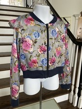 Girl's Wonder Nation long Sleeve zipper front Jacket Floral Print Size 7-8