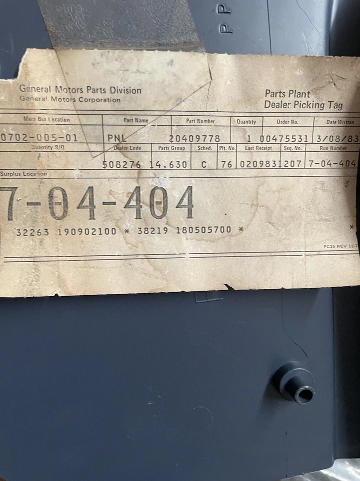 Nuevo de Lote Antiguo GM 82-84 Chevy Camaro Paso Derecho Interior Panel de Patada Azul Indy 500 Pace Car Foto 3 de 3