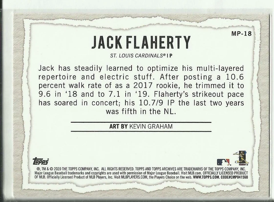 2020 Topps Gallery Modern Artists #MP-18 Jack Flaherty St. Louis Cardinals - Image 2 of 2