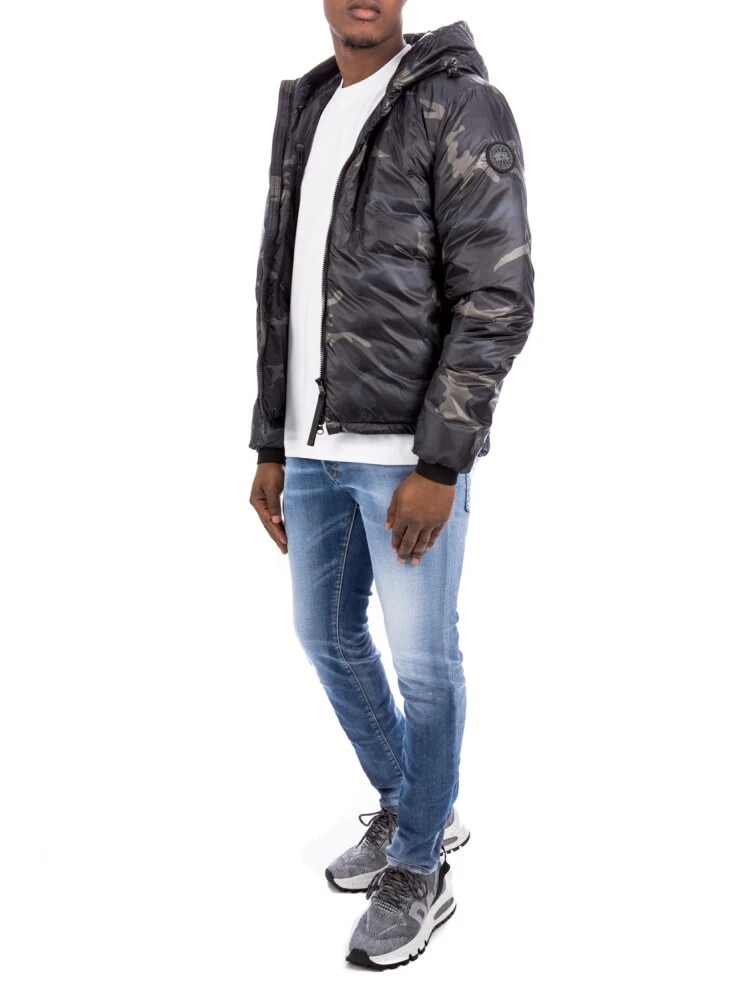 Canada Goose Black Down Camo Lodge Hoody Jacket Uomo XL NUOVO Piumino