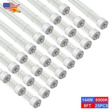 25 Pack 8FT Led Tube Light Bulbs Ballast Bypass FA8 Base 144W V-Shape Single Pin