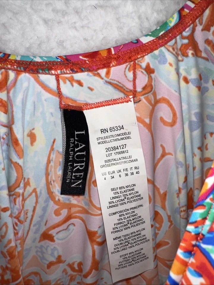 Ralph Lauren Amara Womens Printed Tummy Control Underwire Tankini Swim Paisley - Image 4 of 4