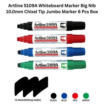 Artline 5109A Whiteboard Marker Big Nib 10.0mm Chisel Tip Jumbo Marker 6 Pcs Box