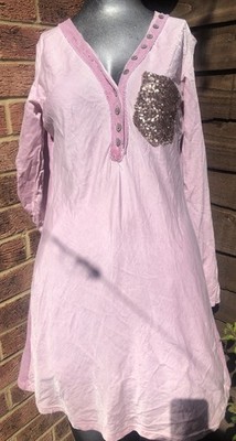 Italy Moda fashion long Top Short dress Rose Pink Silk One Size 8-12