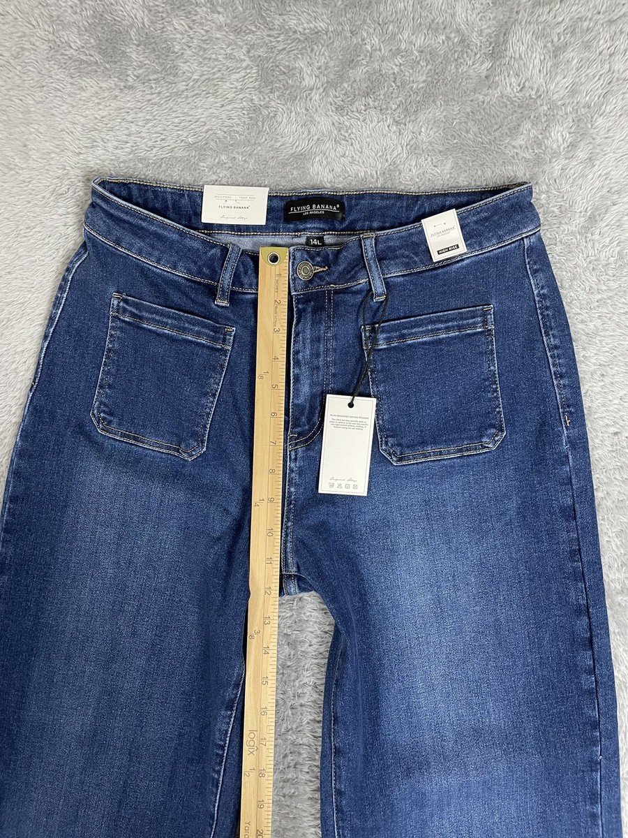 Flying Banana Jeans Womens 14L Blue High Rise Wide Leg Stretch