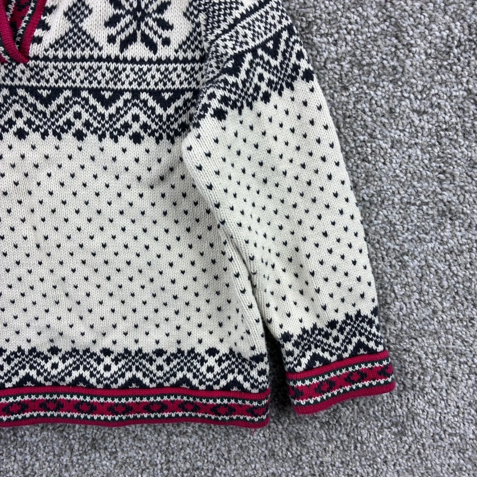 L.L. Suéter Bean Niñas Pequeñas 4T Nordic Fair Isle Copo de Nieve Tejido Borde Rojo Foto 2 de 4