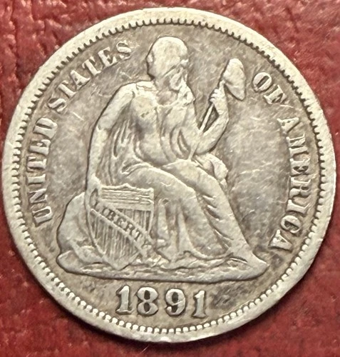 1891 Liberty Seated Dime. Better Grade. Free Shipping