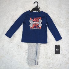 Toddler Boy Under Armour Big Logo Tshirt Fleece Jogger Pants Set Team Royal 2T