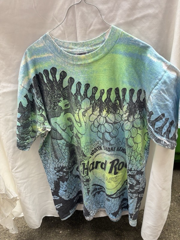 1989 Oneita Hard Rock World Cup of Surfing Hawaii Tshirt Great Print sz XL