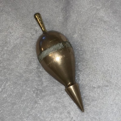 Vintage antik riesig 2 Pfund 8 Unzen Messing & Stahl Plumb Bob Werkzeug 6 Zoll lang altes Werkzeug