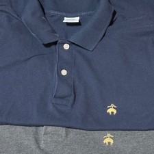 Brooks Brothers Mens Performance Polo Shirt 2 Pack Navy Charcoal Gray Slim Fit L