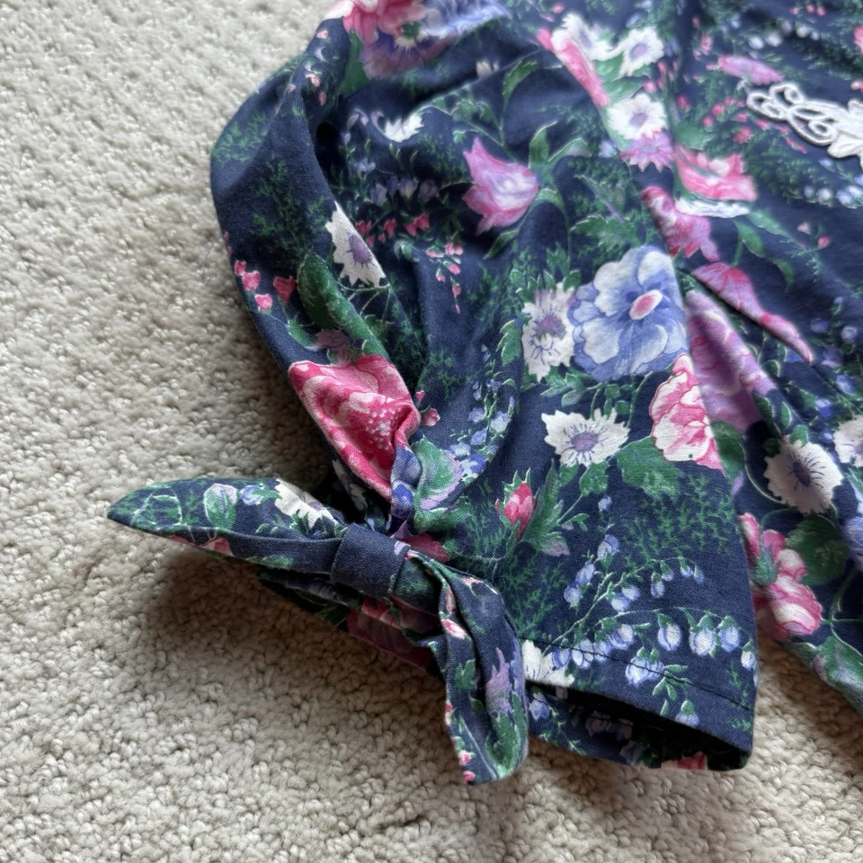 Vestido Cottagecore De Colección Años 90 My Michelle Niñas Azul Floral Manga Abullonada Encaje Talla 10 Foto 4 de 4