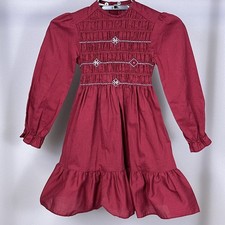 Vintage Winnie The Pooh Walt Disney Girls Size 6 Smocked Peasant Ruffle Dress