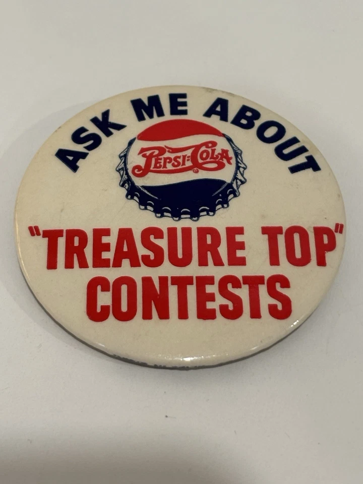 Lot Os 3 Vintage 1940s Pepsi-Cola Treasure Top Contest Button 2.5" Made In USA - Image 4 of 4