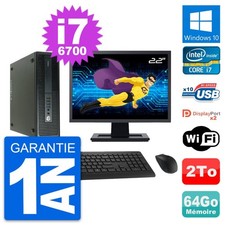 PC HP 600 G2 SFF Ecran 22" Intel i7-6700 RAM 64Go Disque Dur 2To Windows 10 Wifi